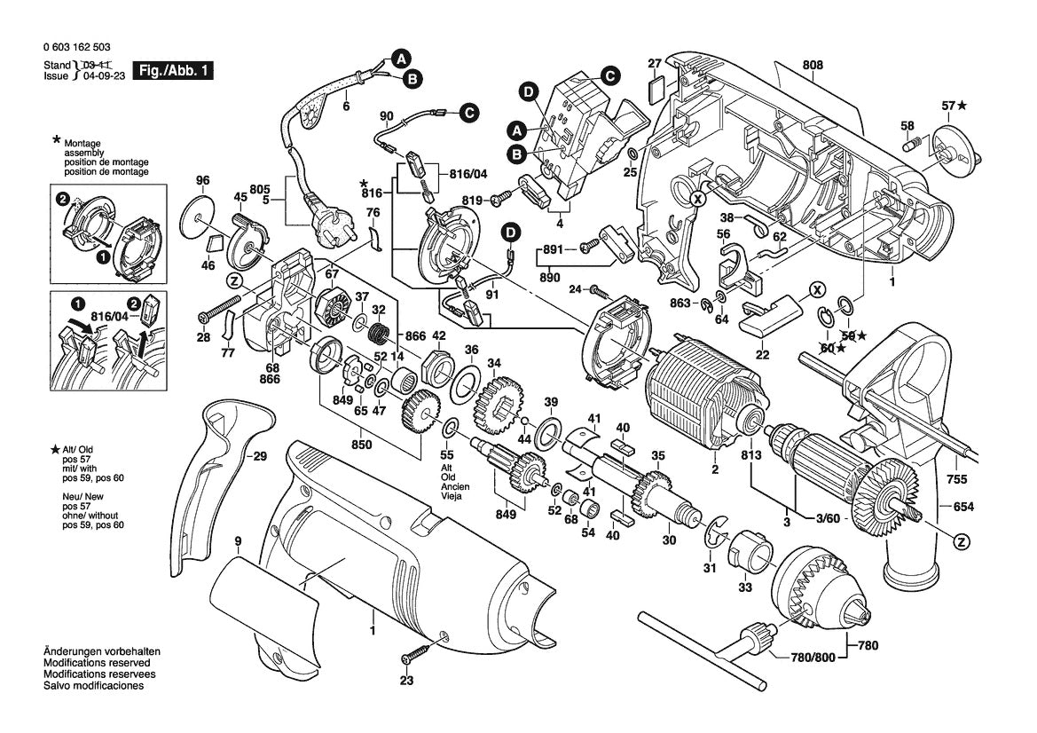 Vue éclatée Bosch PSB 750-2RE 0 603 162 532 - page 1