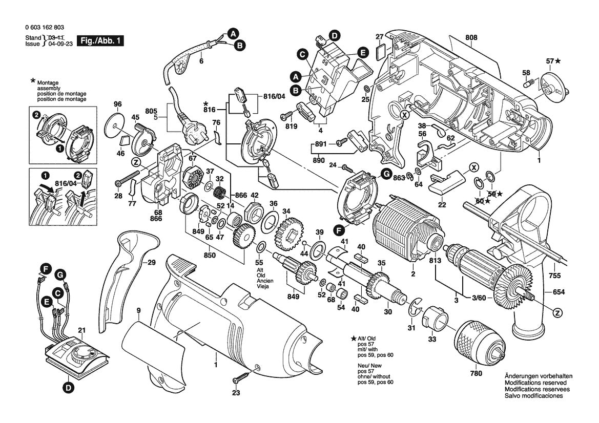 Vue éclatée Bosch PSB 750-2 RPE (Auto-Lock) 0 603 162 803 - page 1