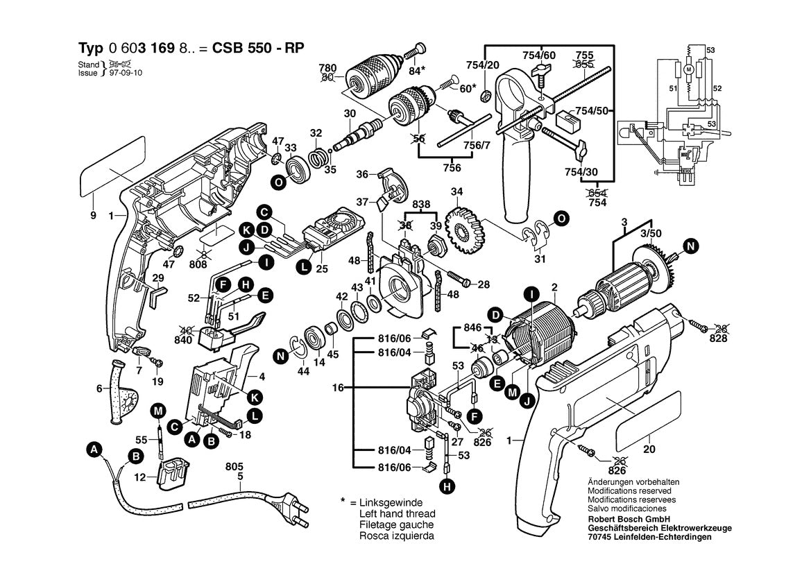 Vue éclatée Bosch CSB 550 RP 0 603 169 832 - page 1