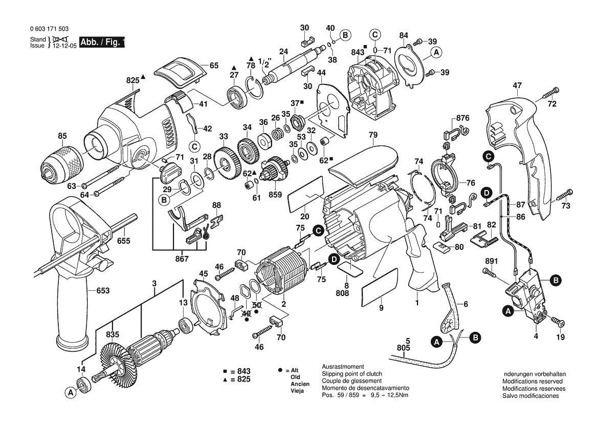 Vue éclatée Bosch PSB 850-2 RE (Auto-Lock) 0 603 171 503 - page 1