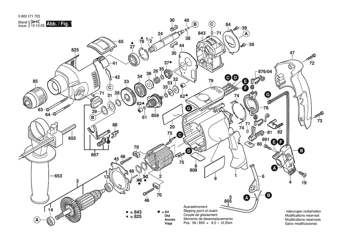 Vue éclatée Bosch PSB 1200-2 RPE (Auto-Lock) 0 603 171 703 - page 1