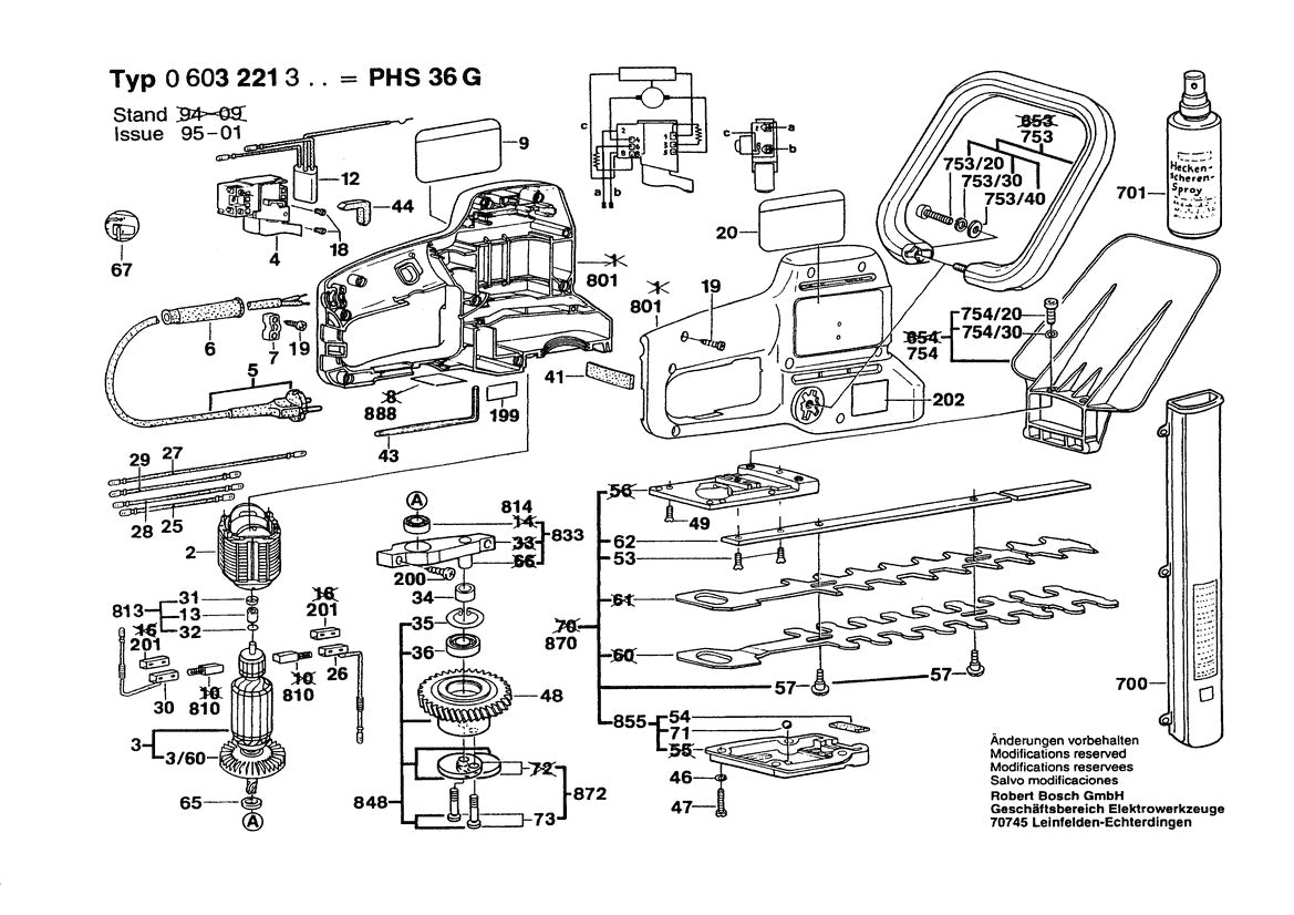Vue éclatée Bosch PHS 36 G 0 603 221 348 - page 1