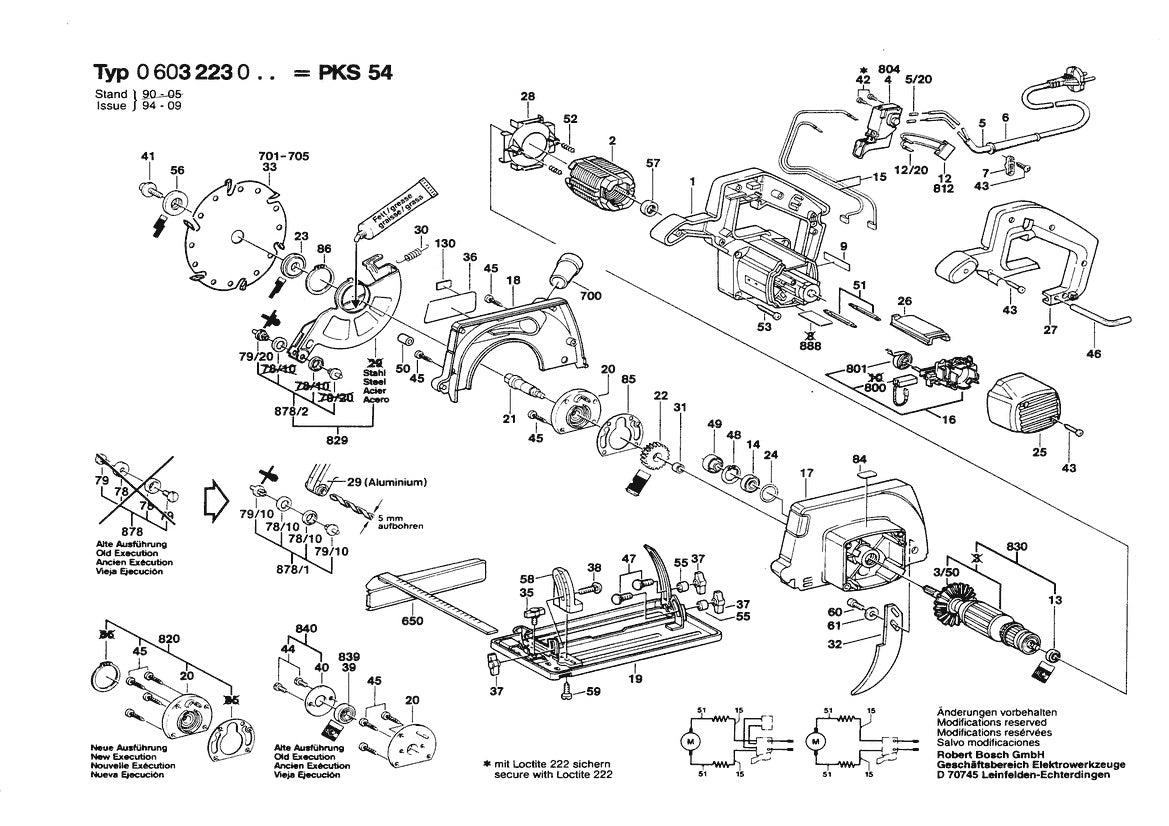 Vue éclatée Bosch PKS 54 0 603 223 032 - page 1