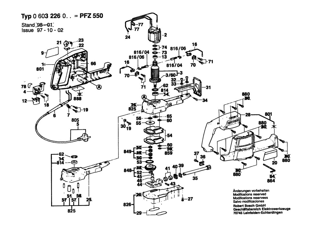 Vue éclatée Bosch PFZ 550 0 603 226 048 - page 1
