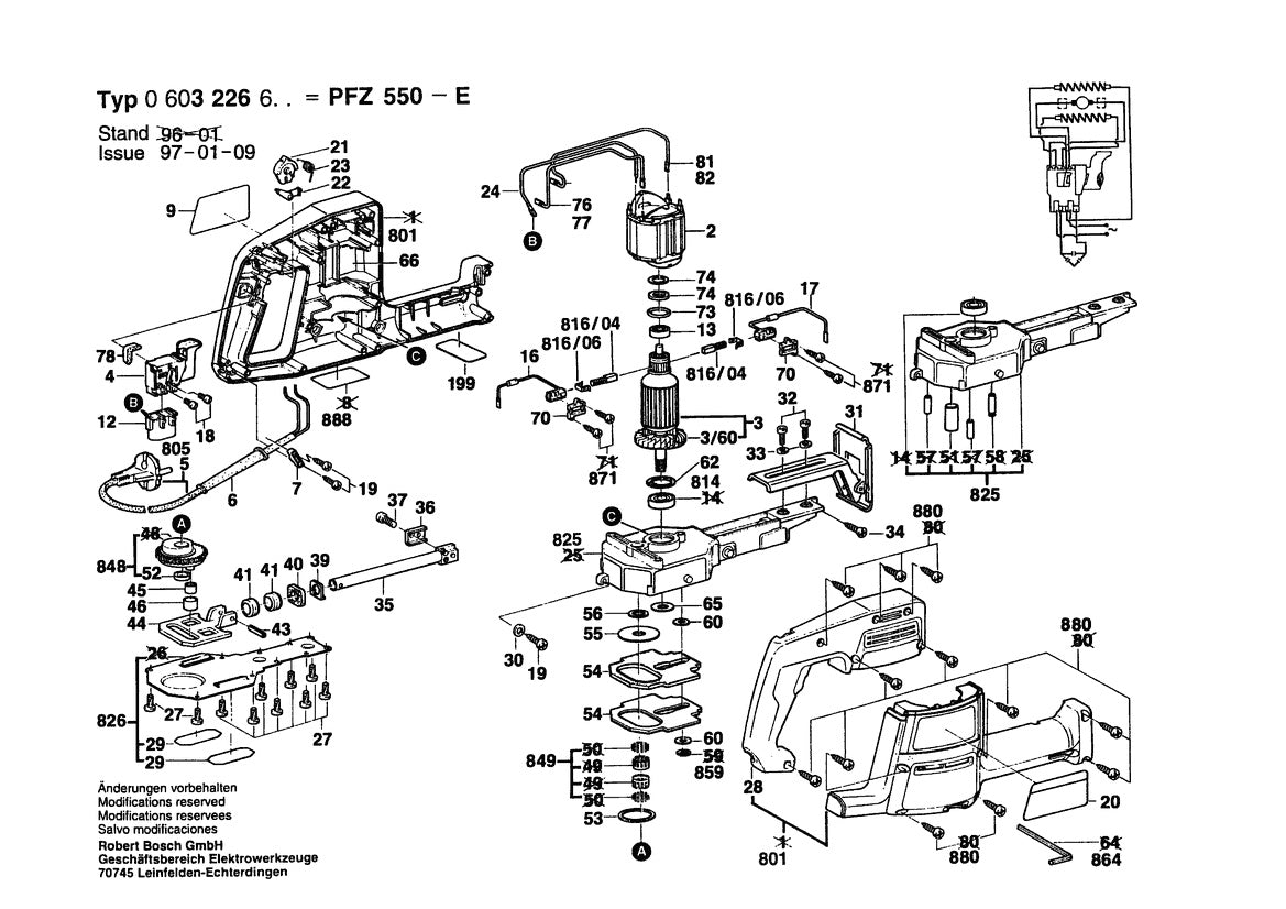 Vue éclatée Bosch PFZ 550 E 0 603 226 603 - page 1