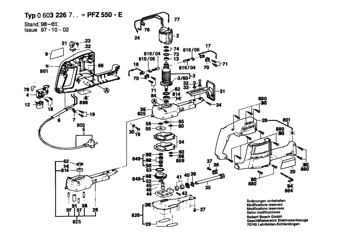 Vue éclatée Bosch PFZ 550 E 0 603 226 732 - page 1