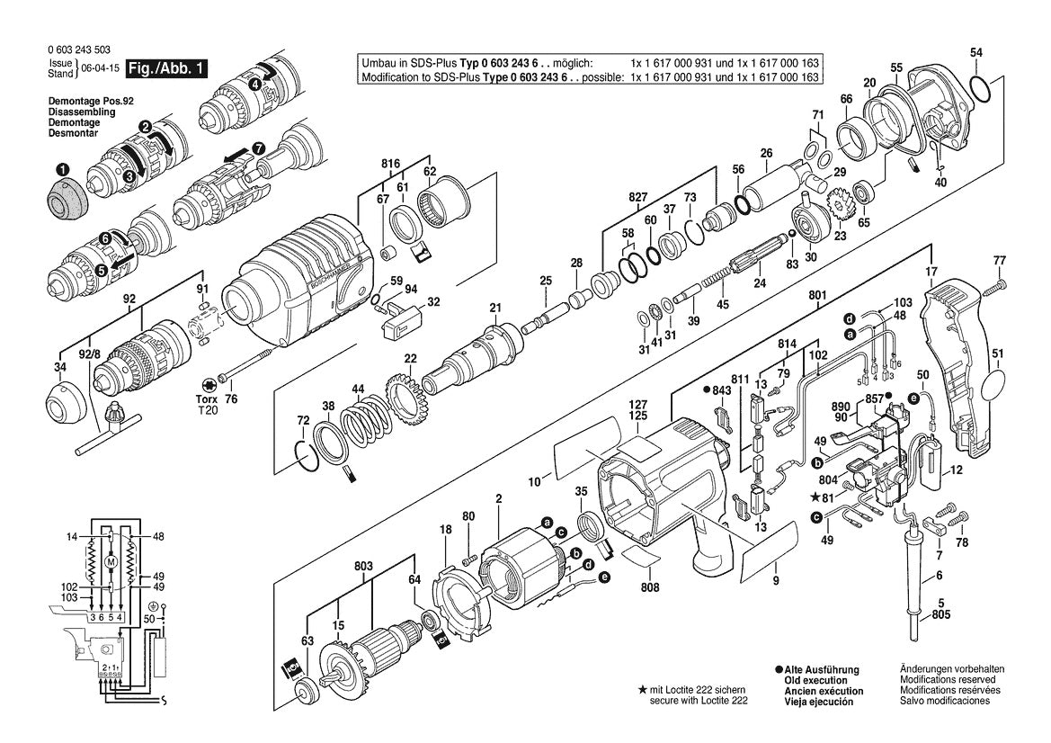 Vue éclatée Bosch PBH 20-RF 0 603 243 548 - page 1