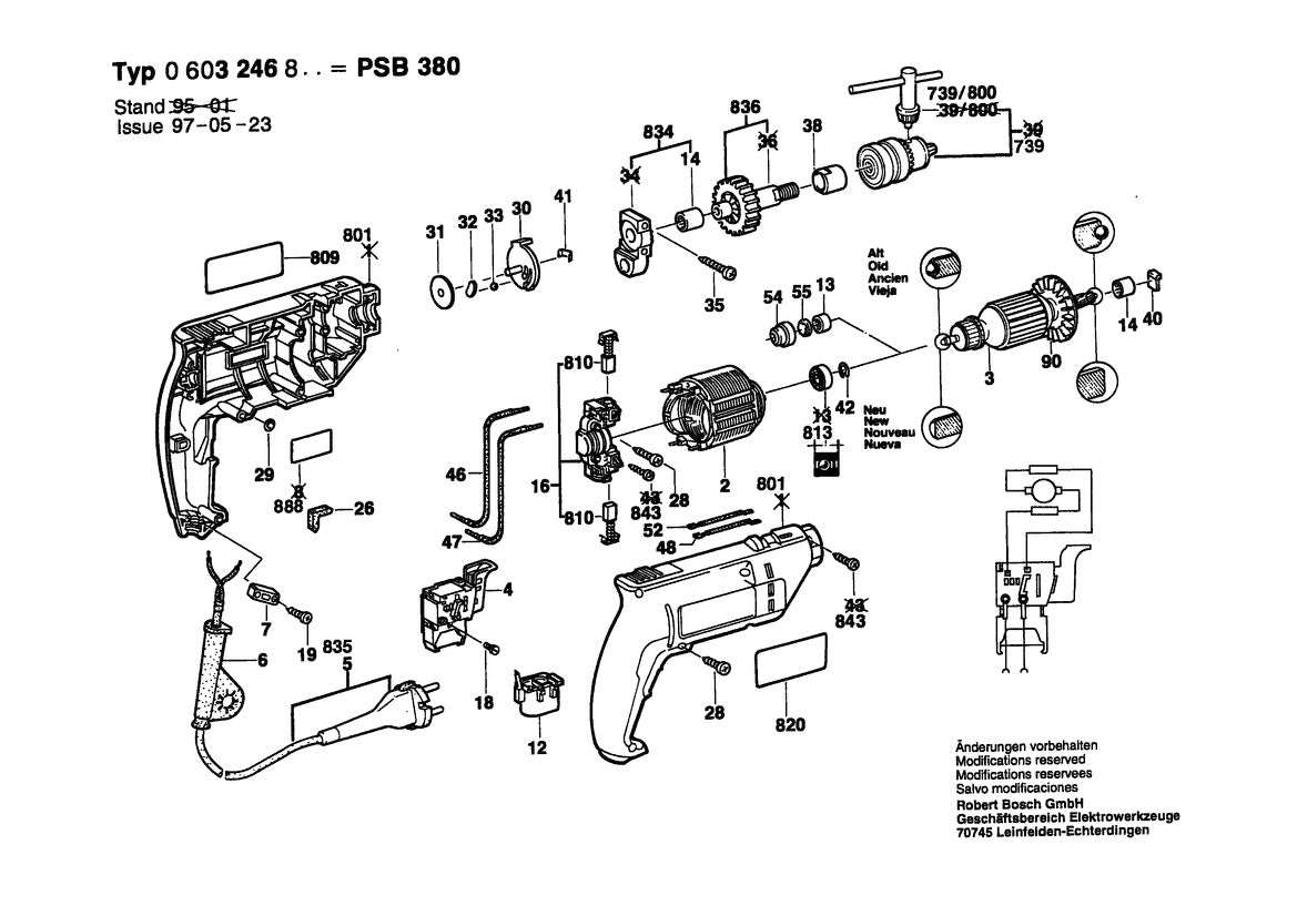 Vue éclatée Bosch PSB 380 0 603 246 803 - page 1