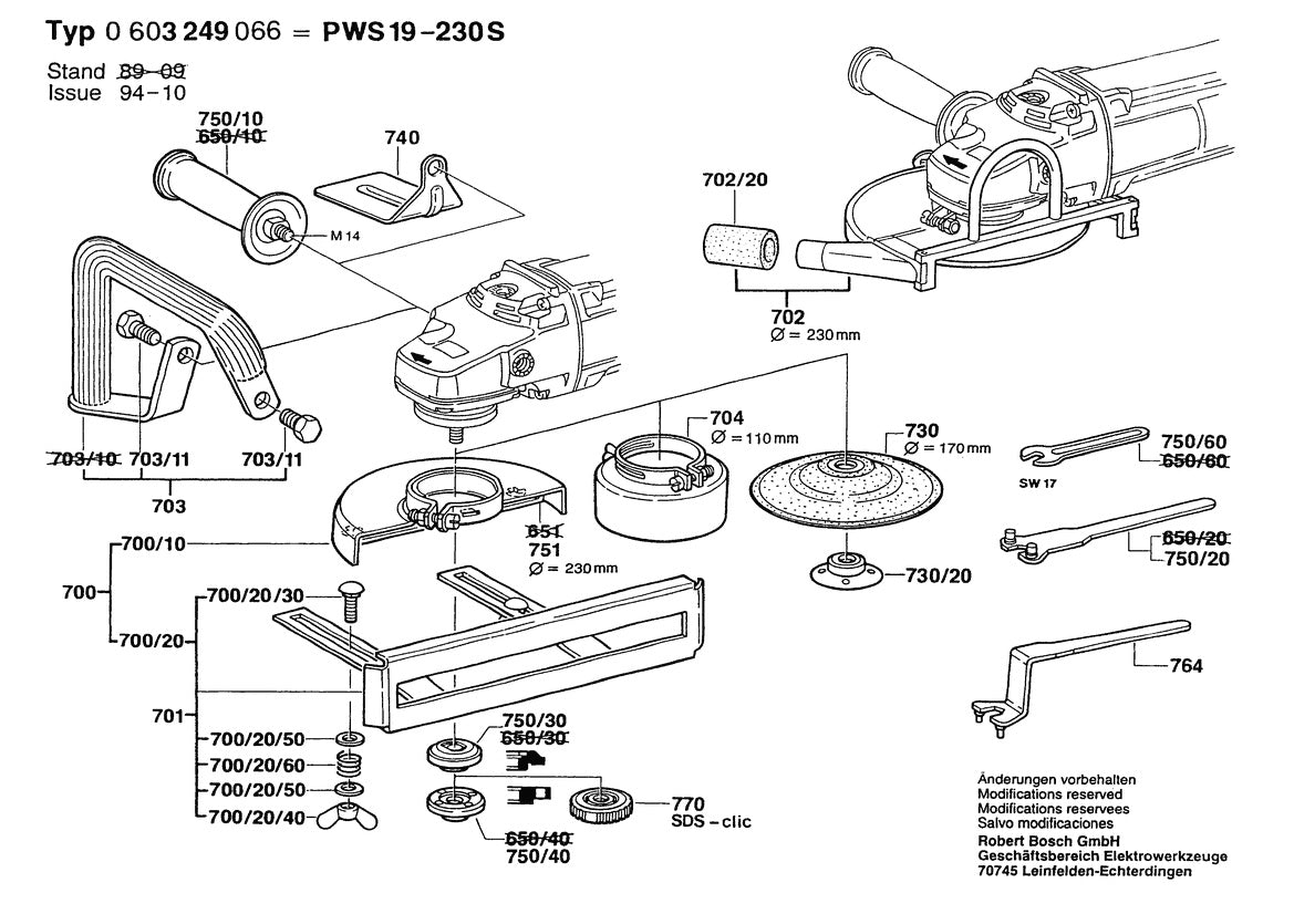Vue éclatée Bosch PWS 19-230 0 603 249 066 - page 2