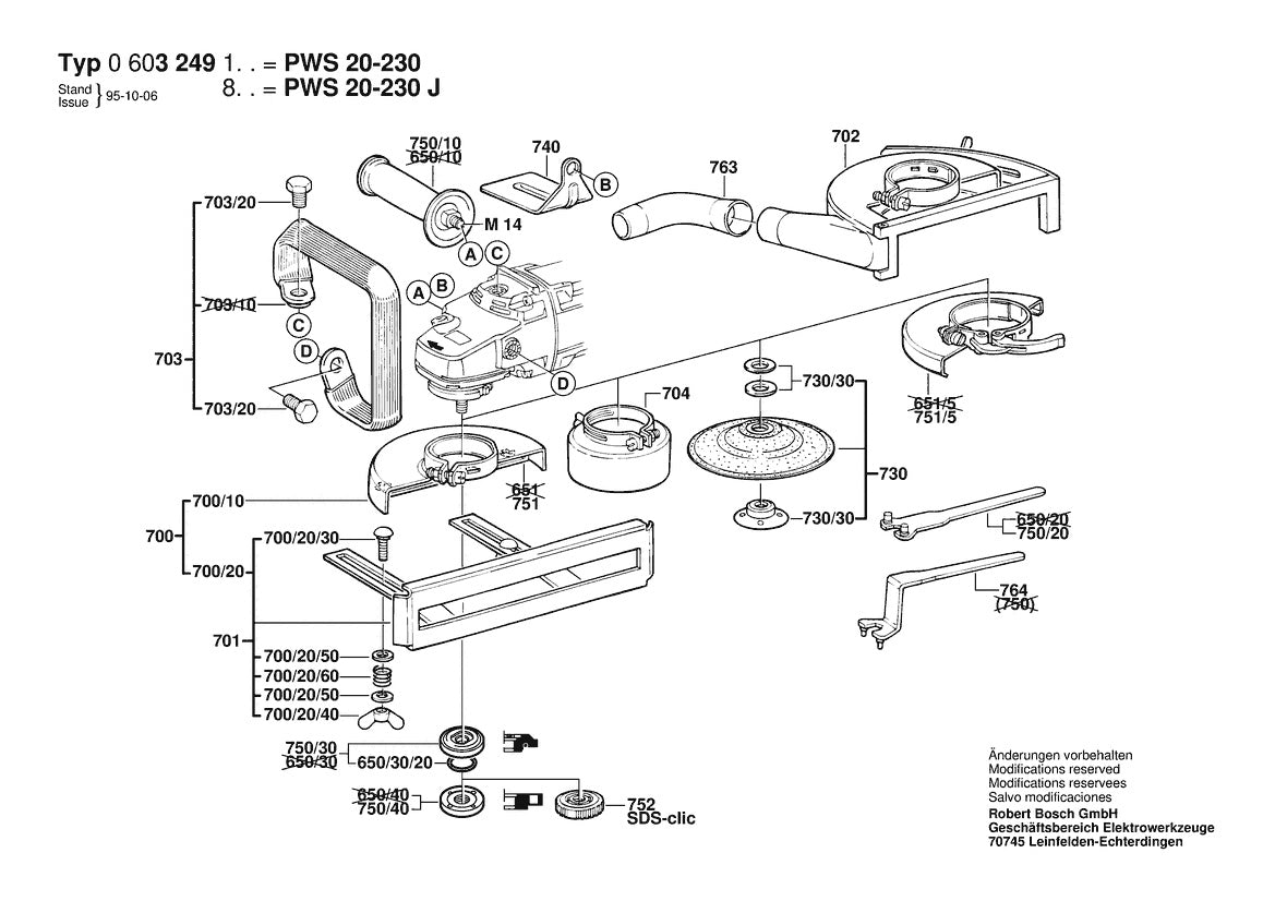 Vue éclatée Bosch PWS 20-230 0 603 249 832 - page 2