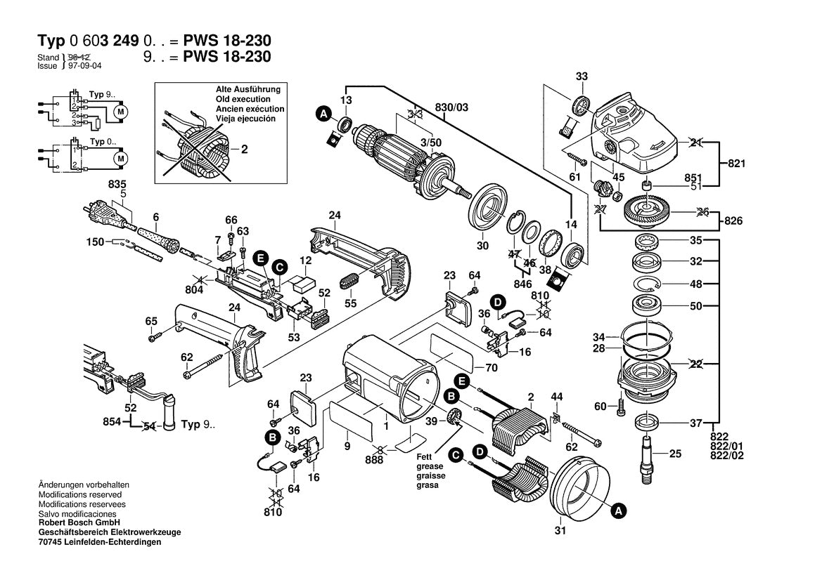 Vue éclatée Bosch PWS 18-230 0 603 249 932 - page 1