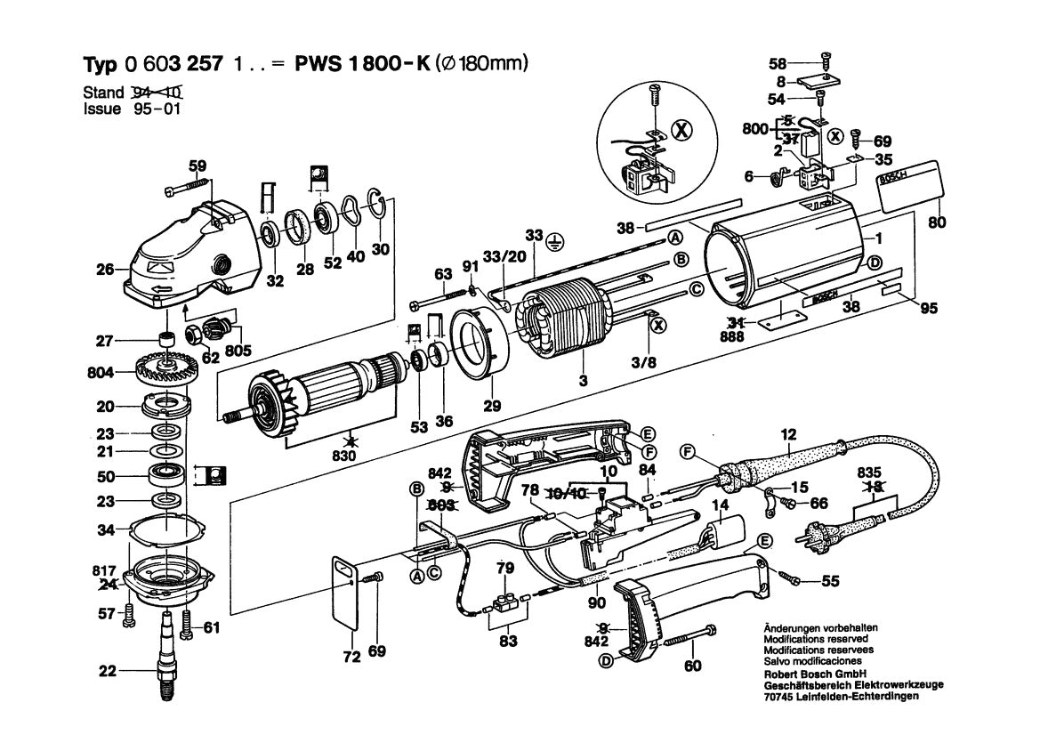Vue éclatée Bosch *PWS 1800-K 0 603 257 103 - page 1