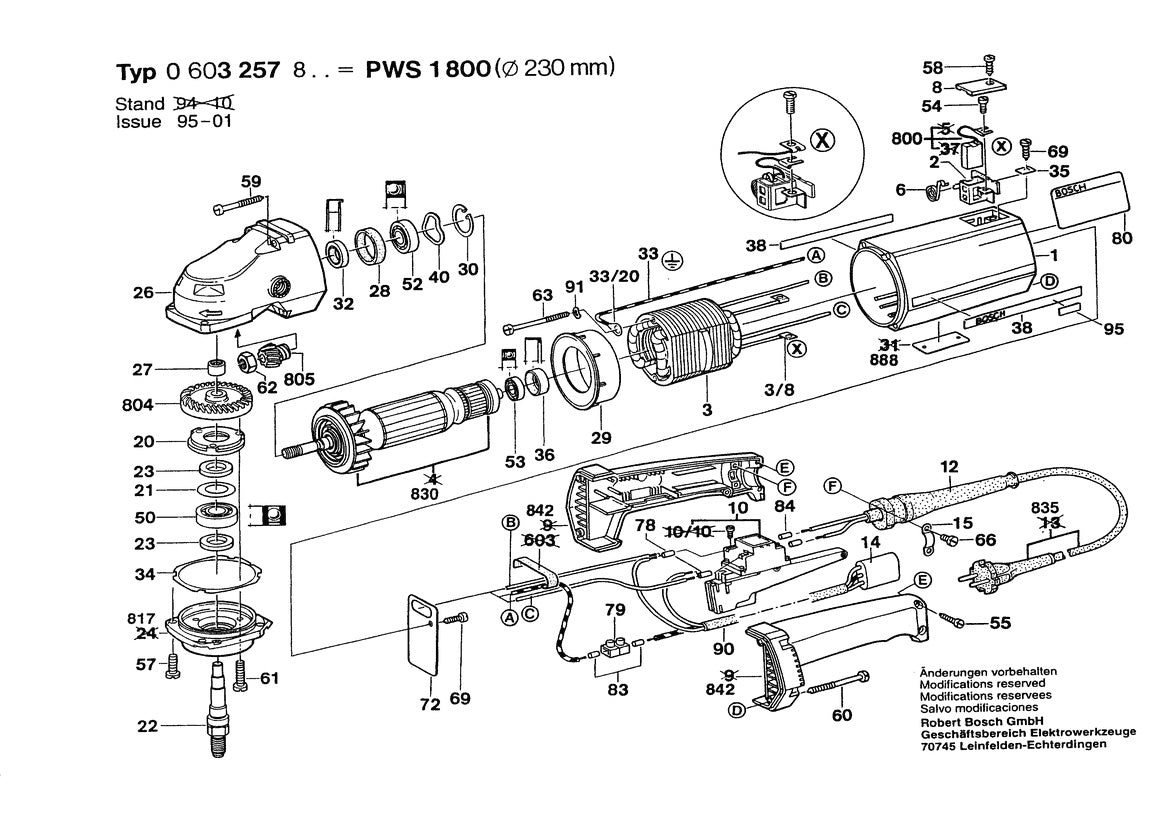 Vue éclatée Bosch PWS 1800 0 603 257 832 - page 1