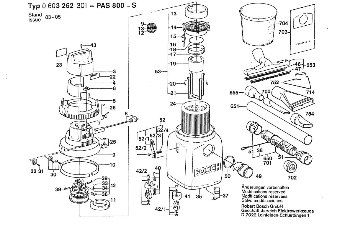 Vue éclatée Bosch PAS 800-S 0 603 262 301 - page 1