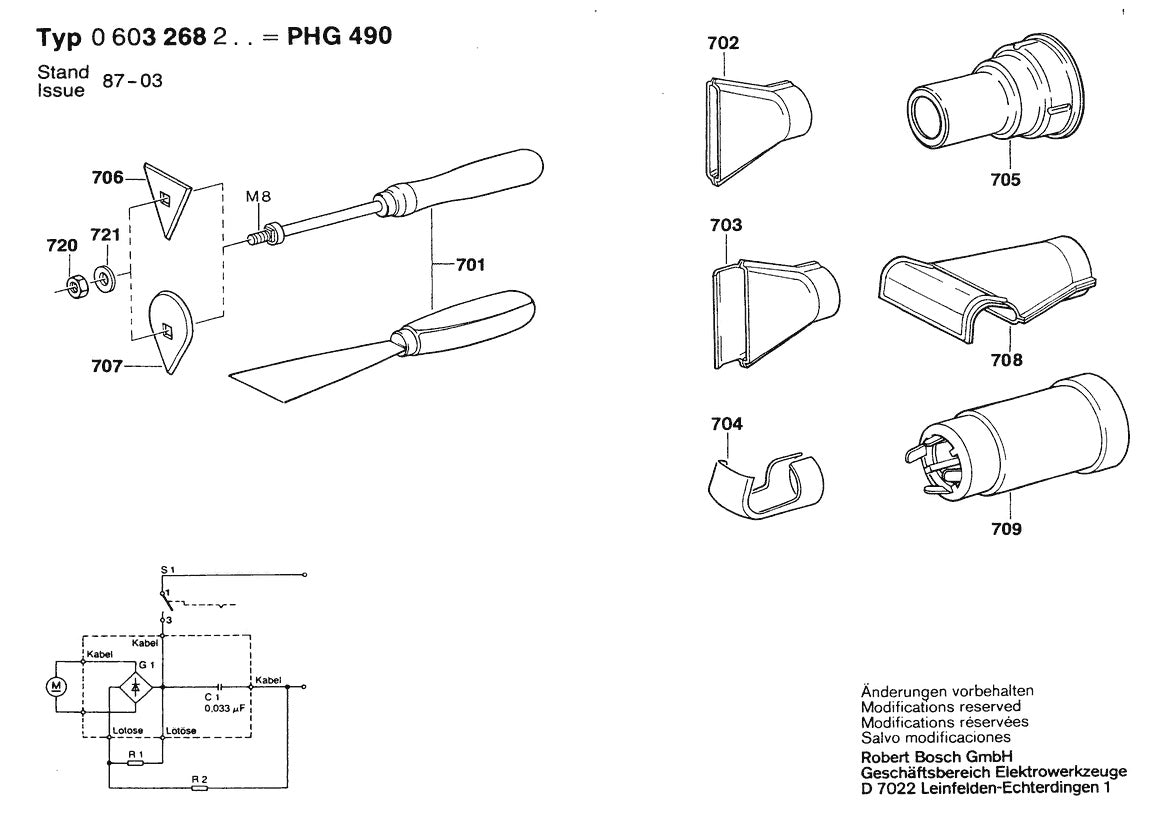 Vue éclatée Bosch PHG 490 0 603 268 232 - page 2