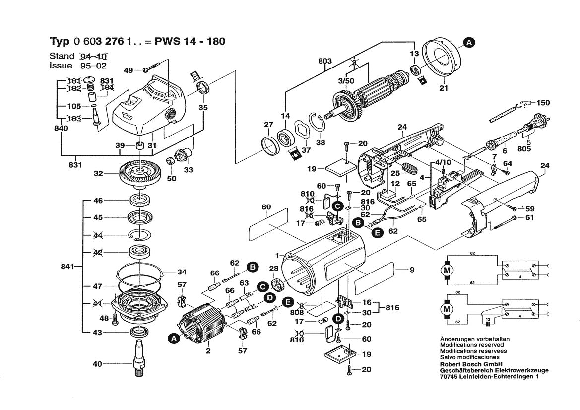 Vue éclatée Bosch PWS 14-180 0 603 276 132 - page 1