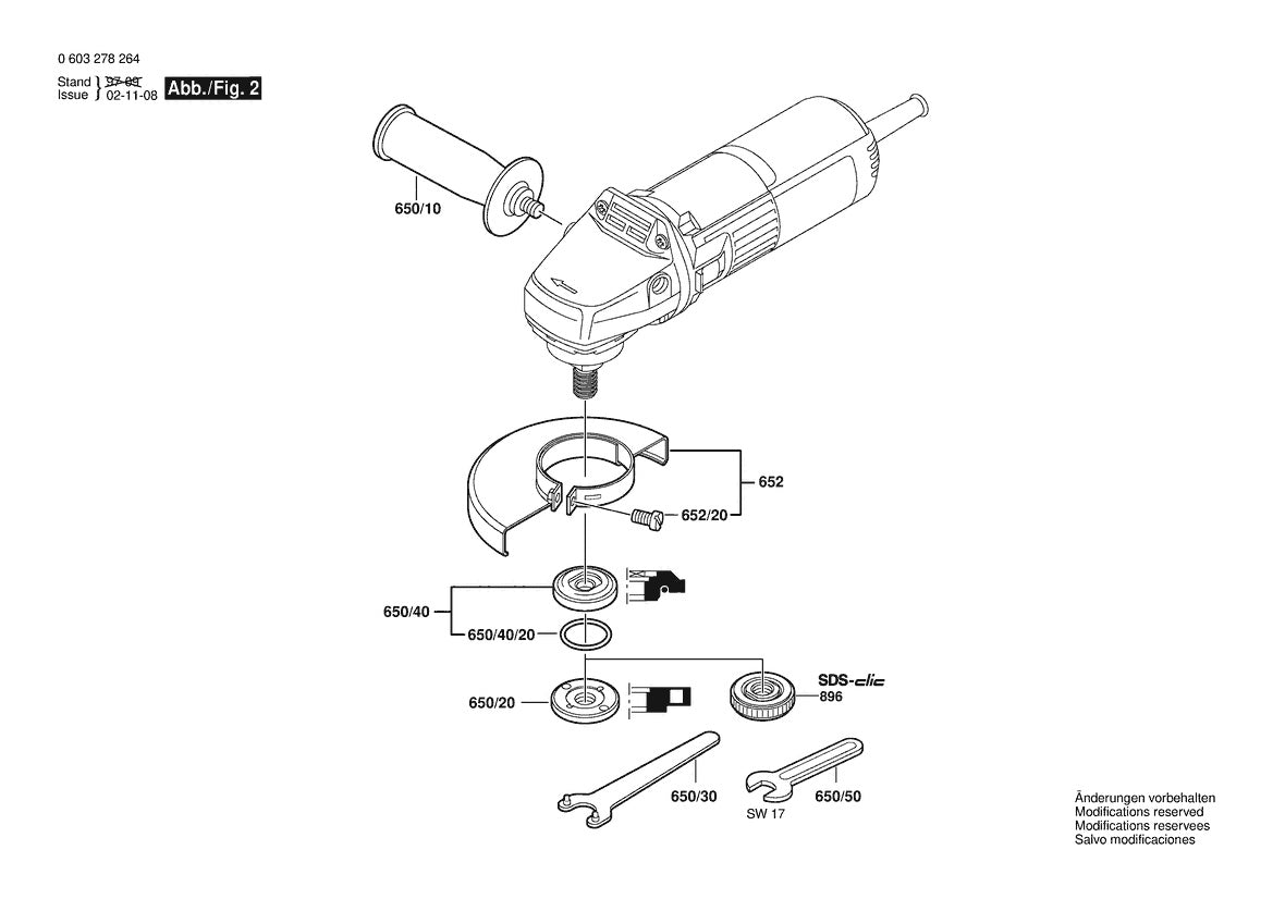 Vue éclatée Bosch PWS 6-115 0 603 278 264 - page 2