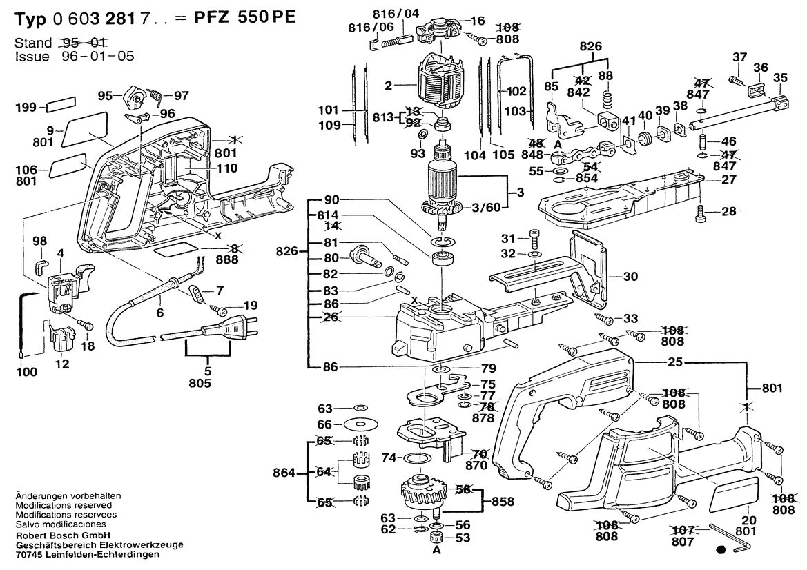 Vue éclatée Bosch PFZ 550 PE 0 603 281 703 - page 1