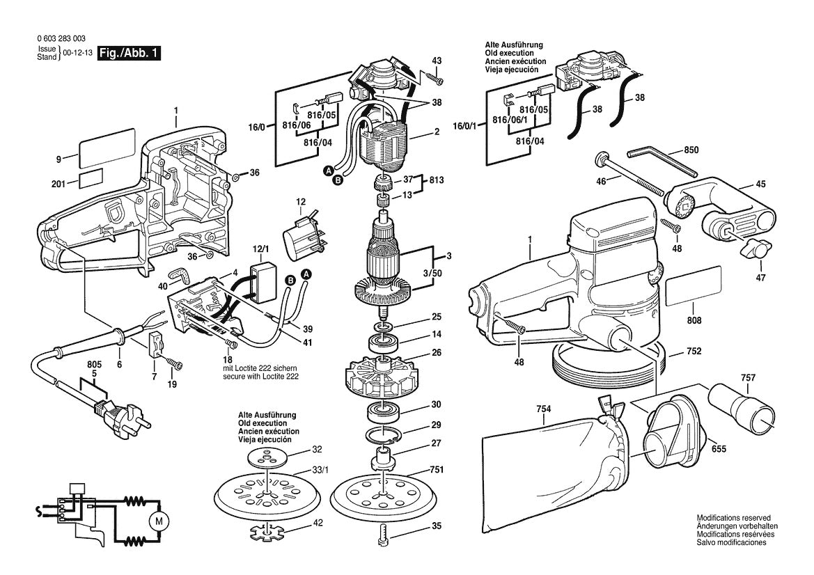 Vue éclatée Bosch PEX 125 A 0 603 283 032 - page 1
