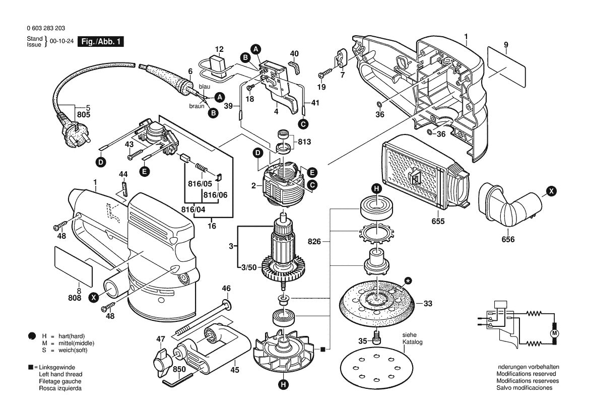 Vue éclatée Bosch PEX 125 A-1 0 603 283 232 - page 1
