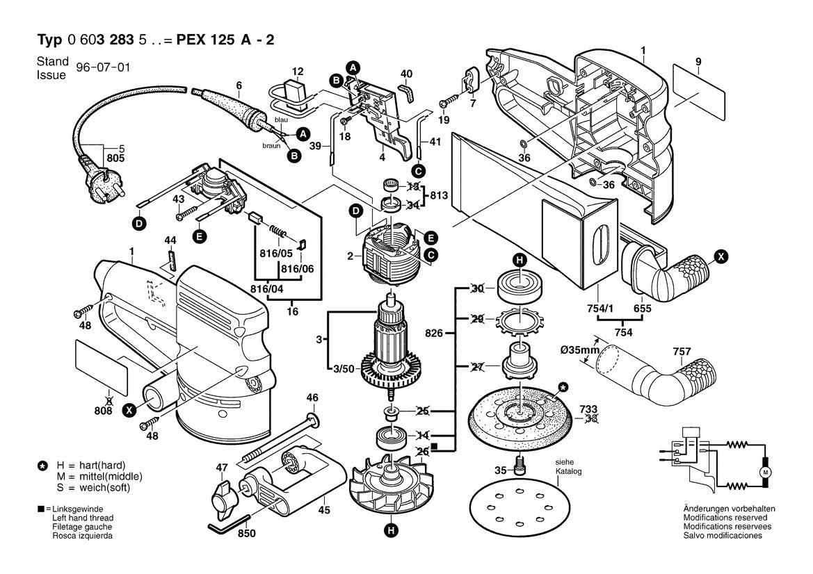 Vue éclatée Bosch PEX 125 A-2 0 603 283 532 - page 1