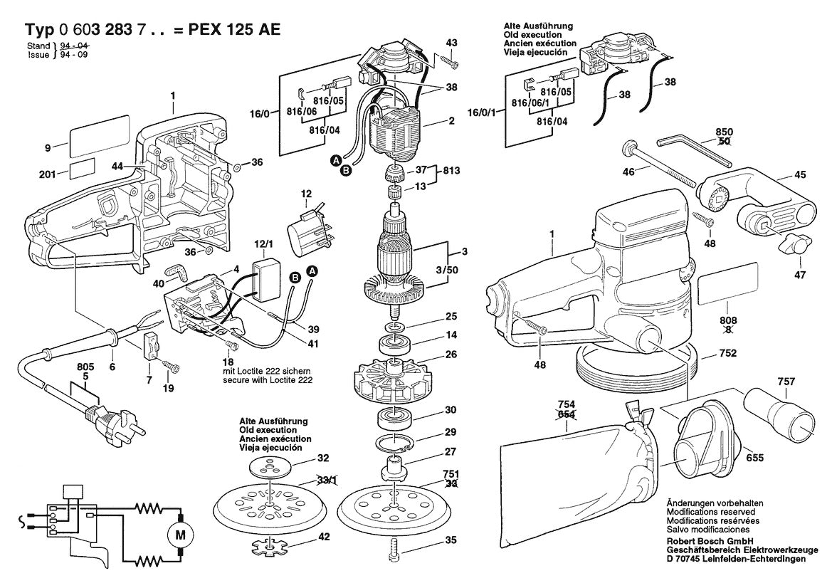 Vue éclatée Bosch PEX 125 AE 0 603 283 703 - page 1