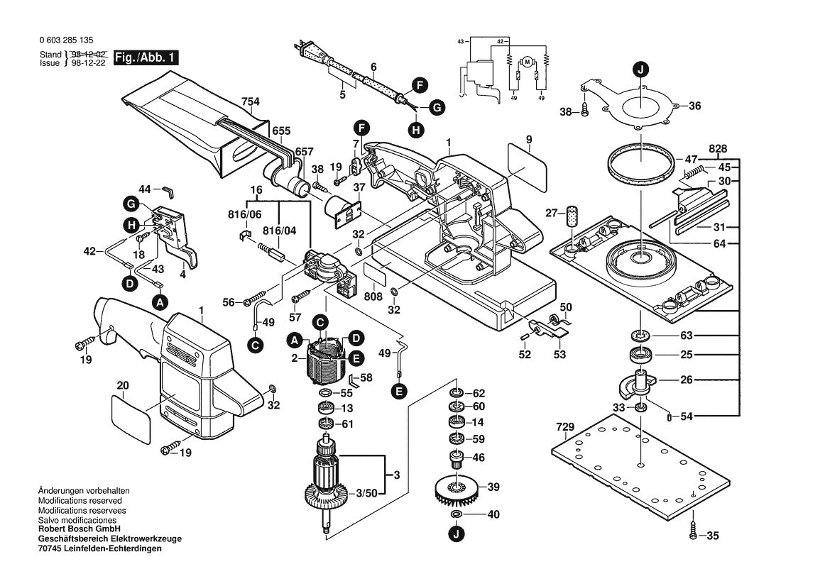 Vue éclatée Bosch B7150 0 603 285 135 - page 1