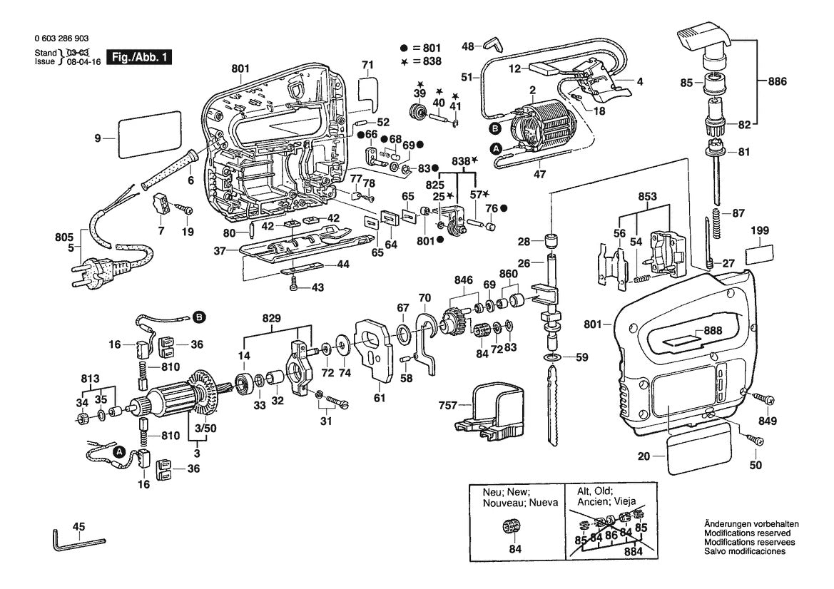Vue éclatée Bosch PST 65 PAE 0 603 286 932 - page 1