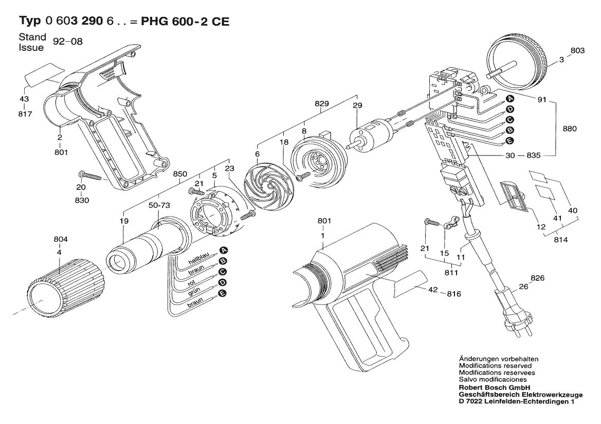 Vue éclatée Bosch PHG 600-2 CE 0 603 290 632 - page 1
