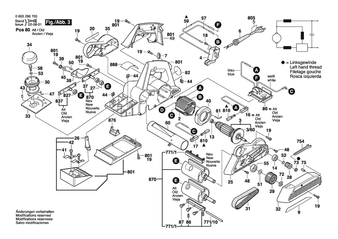 Vue éclatée Bosch PHO 35-82 CE 0 603 296 750 - page 3