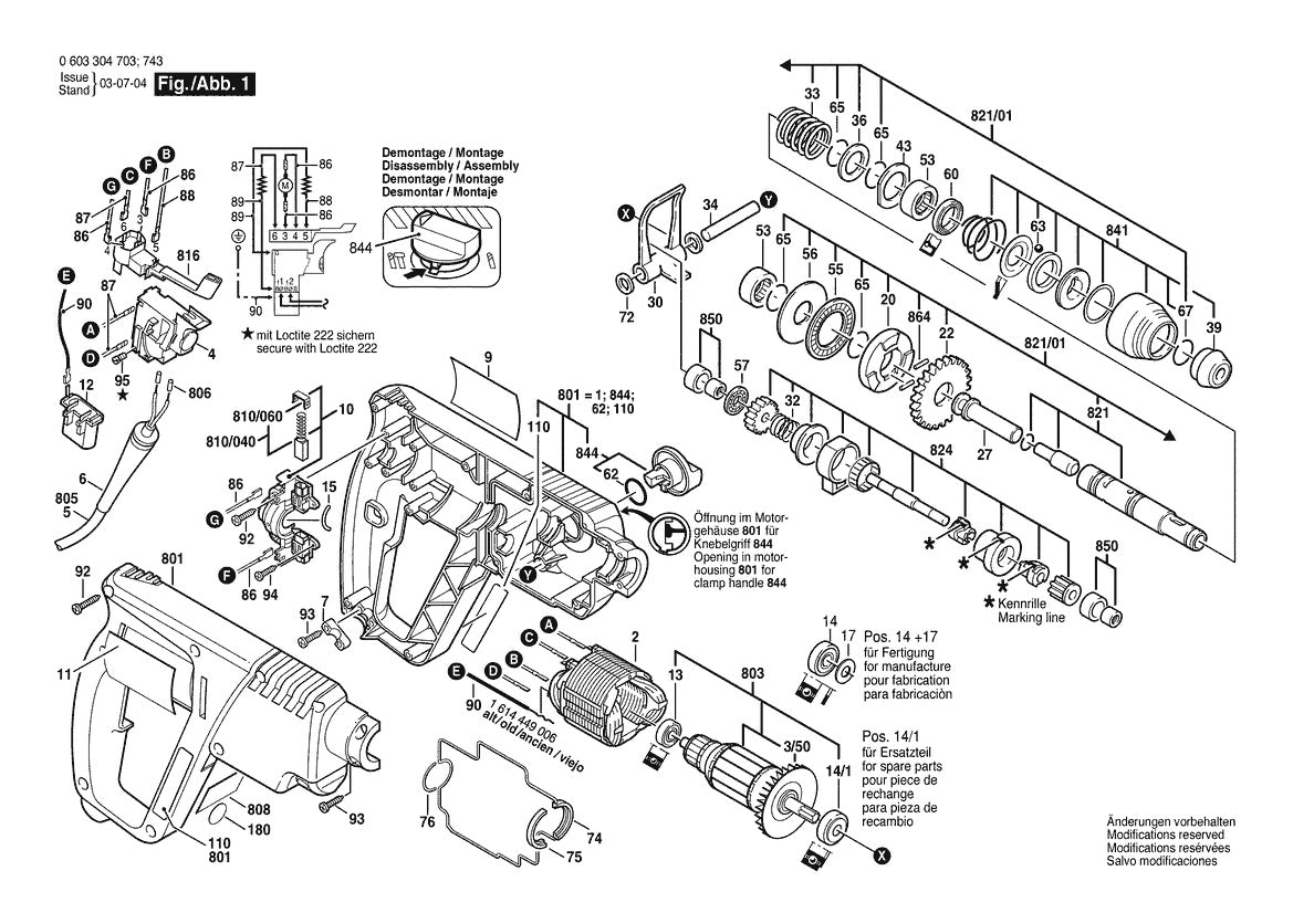 Vue éclatée Bosch PBH 160 R I.K. 0 603 304 765 - page 1