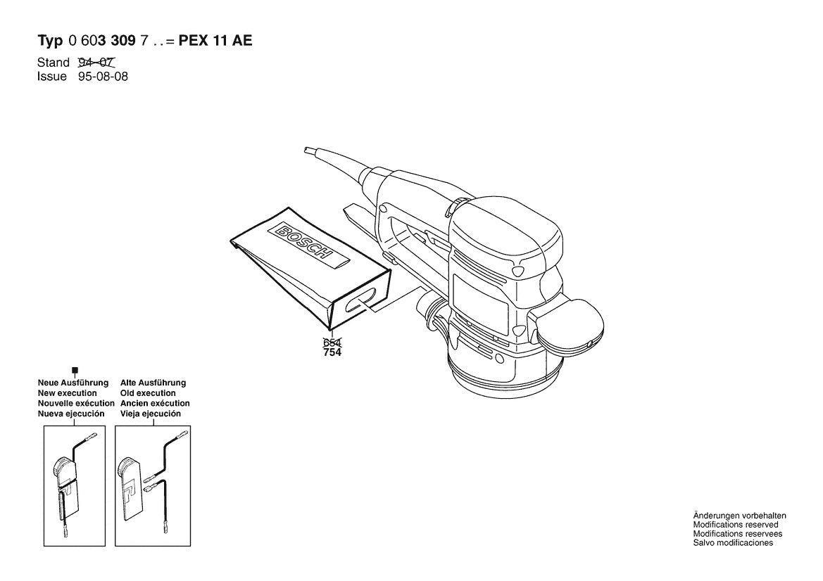 Vue éclatée Bosch PEX 11 AE 0 603 309 703 - page 2