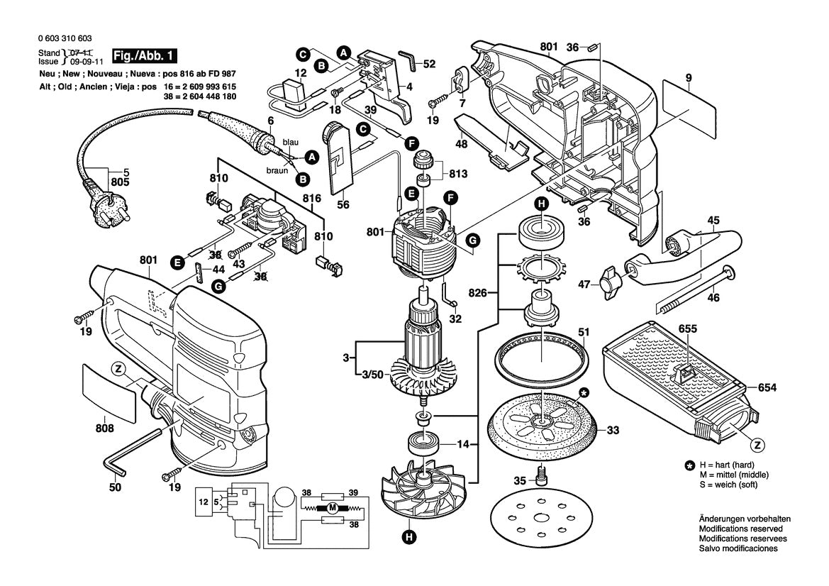 Vue éclatée Bosch PEX 400 AE 0 603 310 608 - page 1