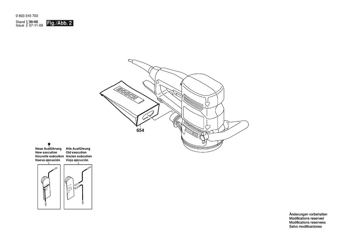 Vue éclatée Bosch PEX 12 AE 0 603 310 732 - page 2