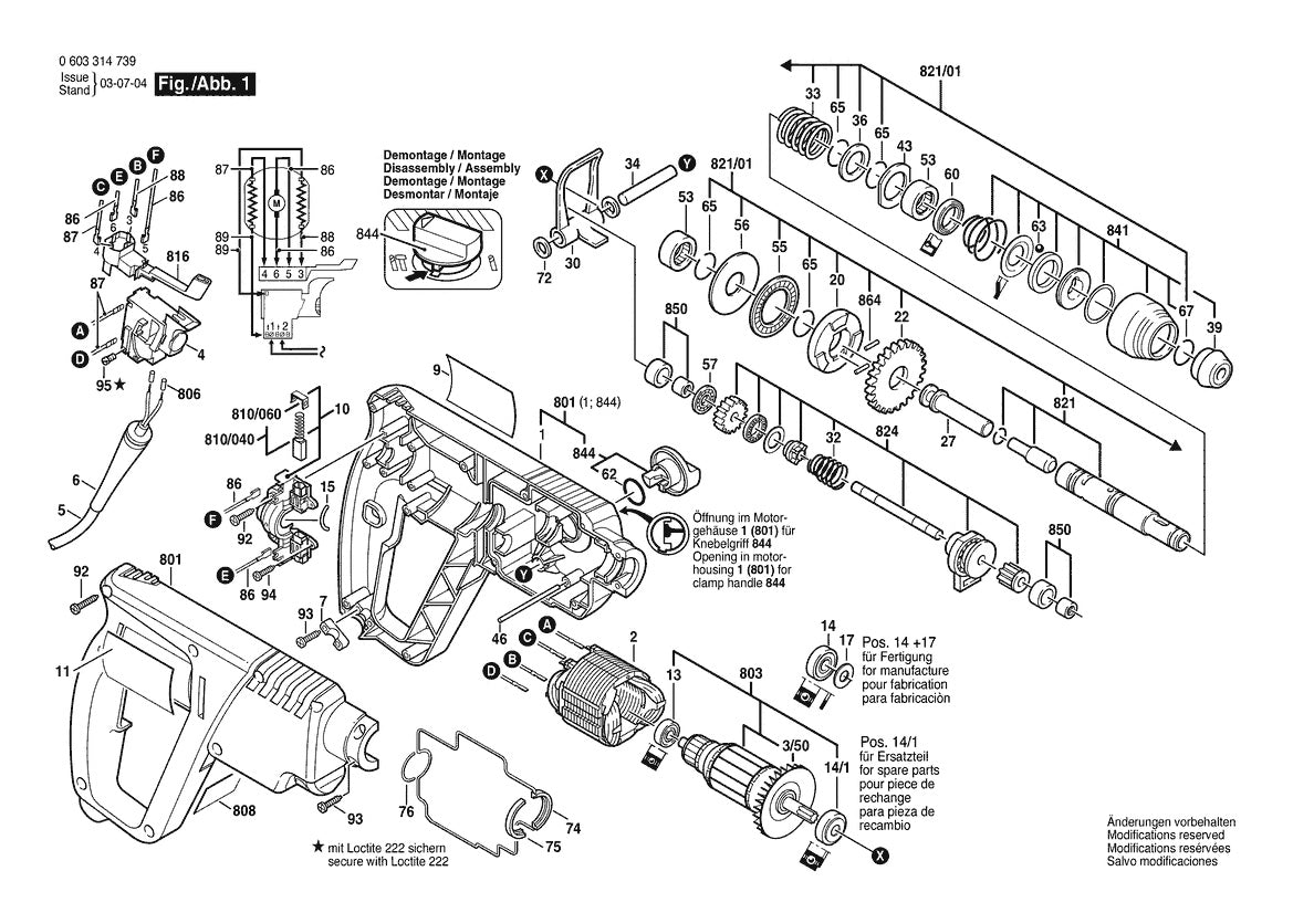 Vue éclatée Bosch 11200 VSR 0 603 314 739 - page 1