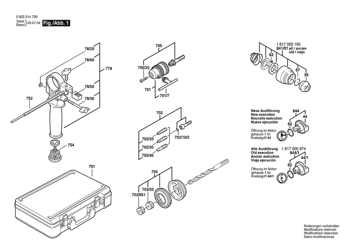 Vue éclatée Bosch 11200 VSR 0 603 314 739 - page 2