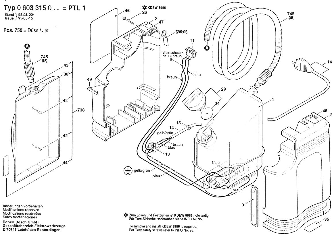 Vue éclatée Bosch PTL 1 0 603 315 003 - page 1