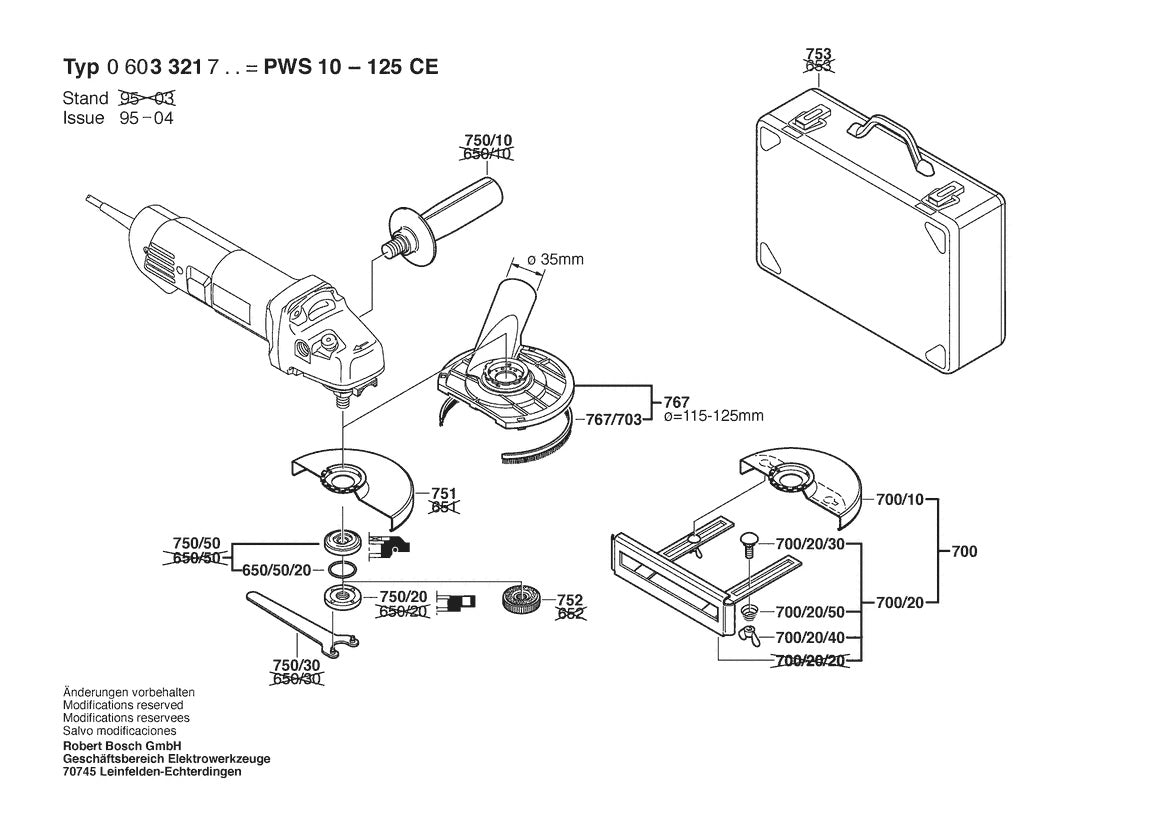 Vue éclatée Bosch PWS 10-125 CE 0 603 321 703 - page 2