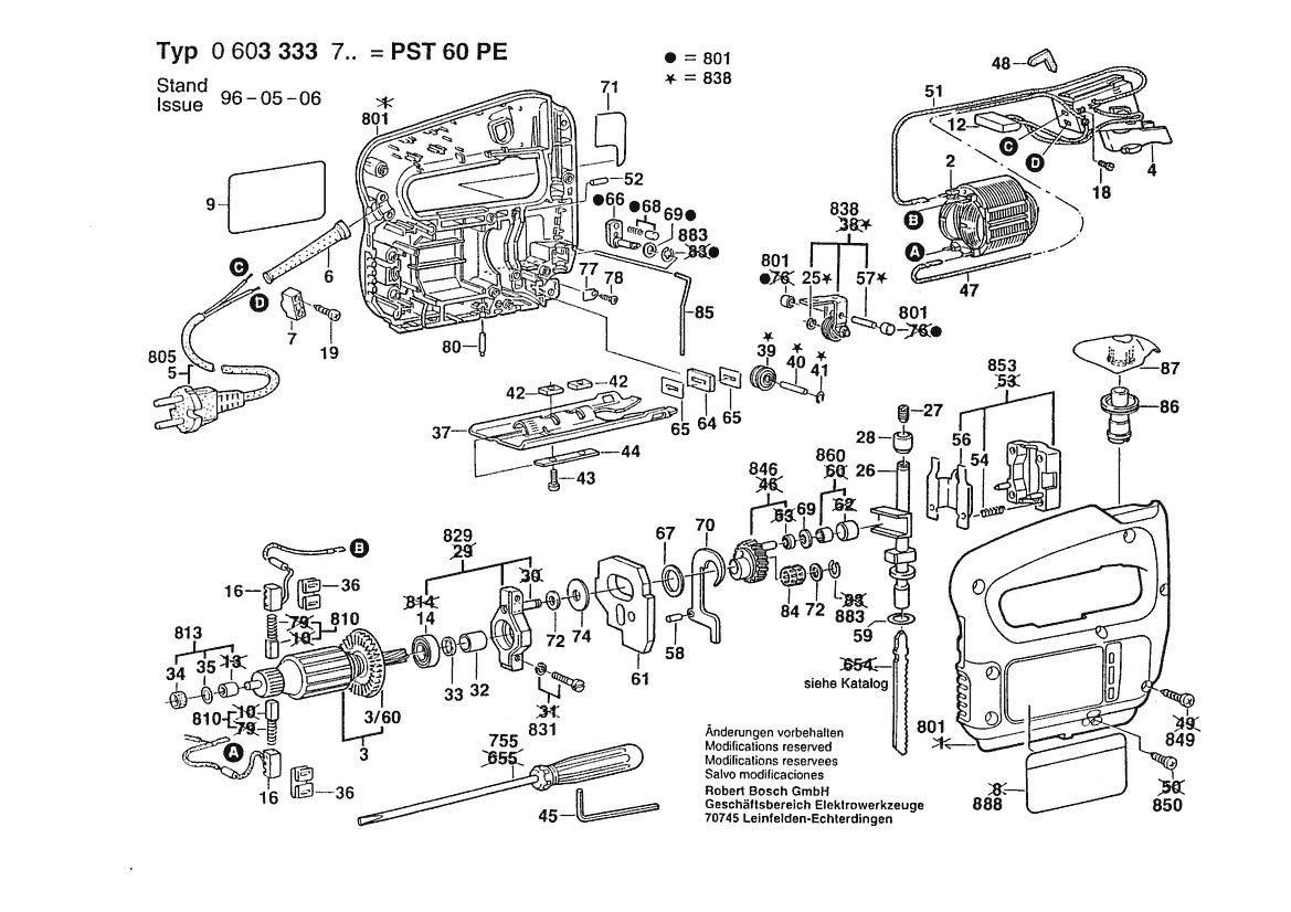 Vue éclatée Bosch PST 60 PE 0 603 333 738 - page 1