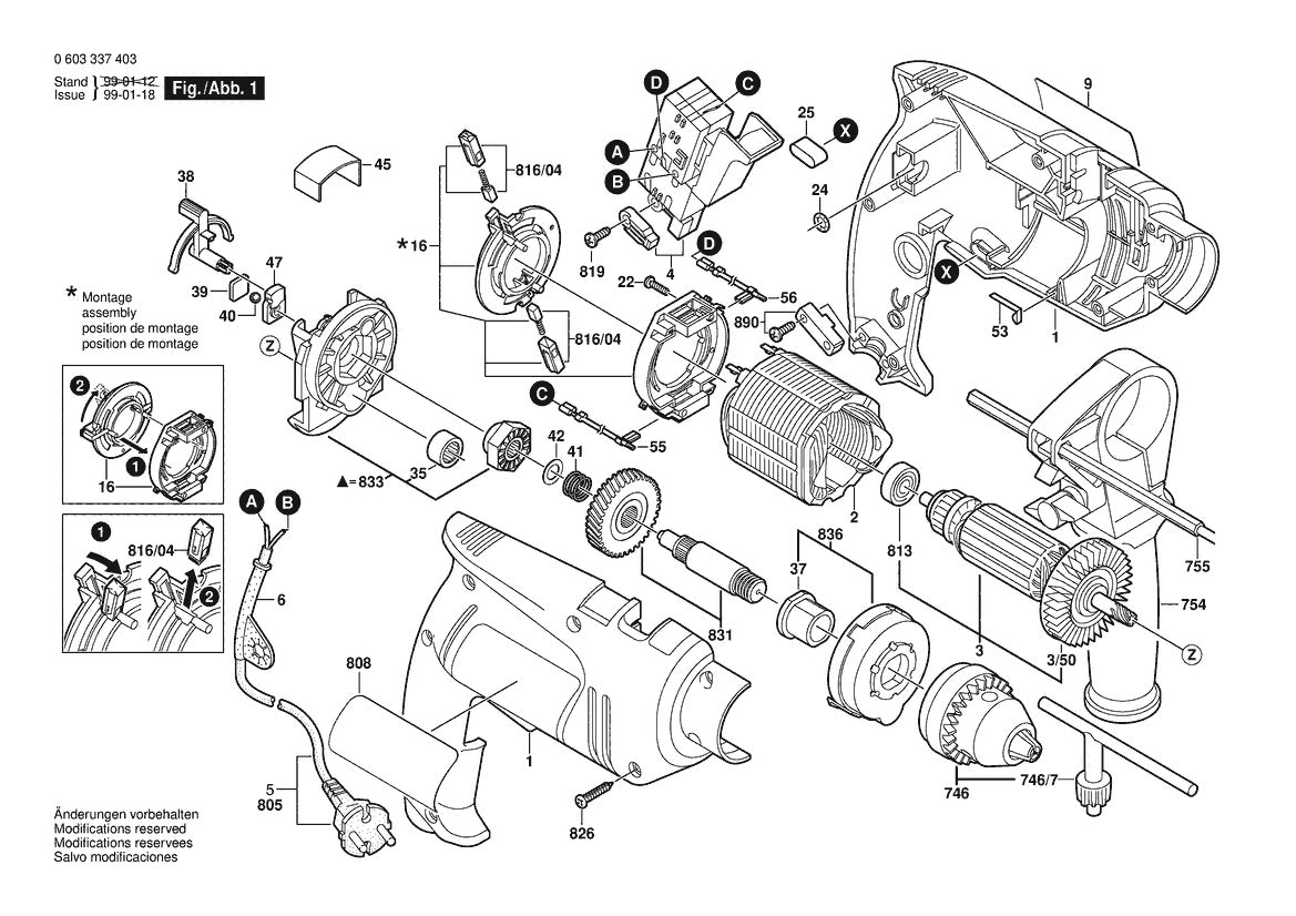 Vue éclatée Bosch PSB 450-2 0 603 337 403 - page 1