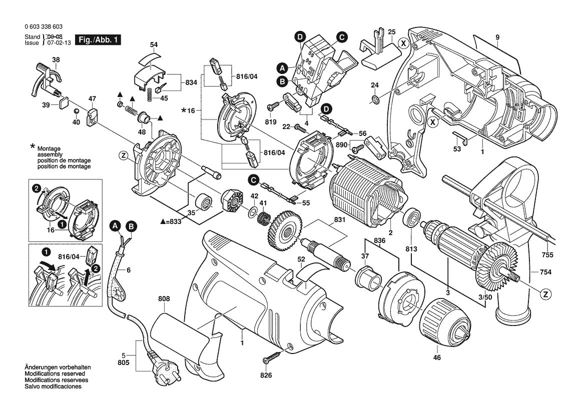 Vue éclatée Bosch PSB 6 RE 0 603 338 680 - page 1
