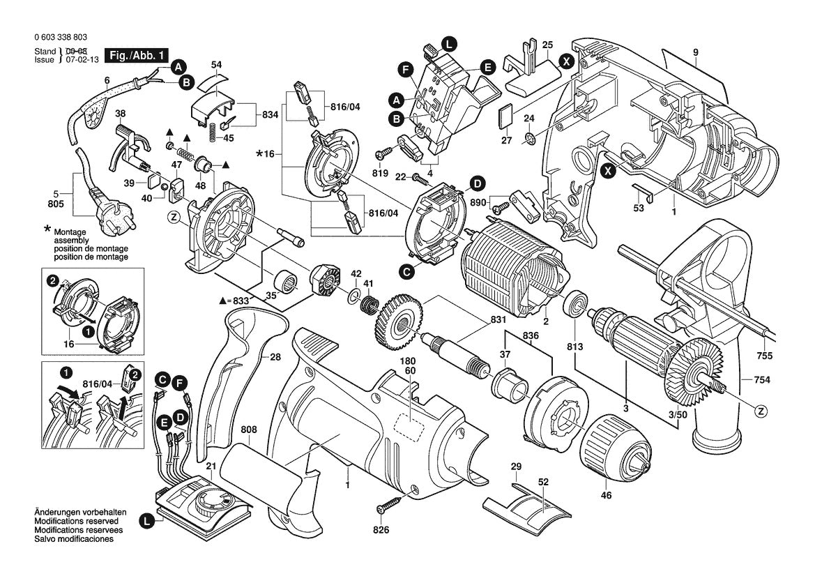 Vue éclatée Bosch PSB 600 RPE 0 603 338 832 - page 1