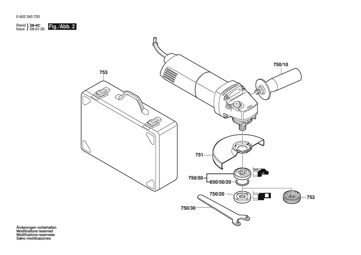 Vue éclatée Bosch PWS 10-125 CE 0 603 343 703 - page 2