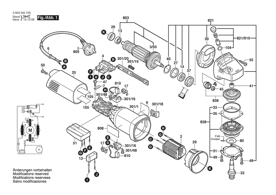 Vue éclatée Bosch PWS 13-125 CE 0 603 345 703 - page 1