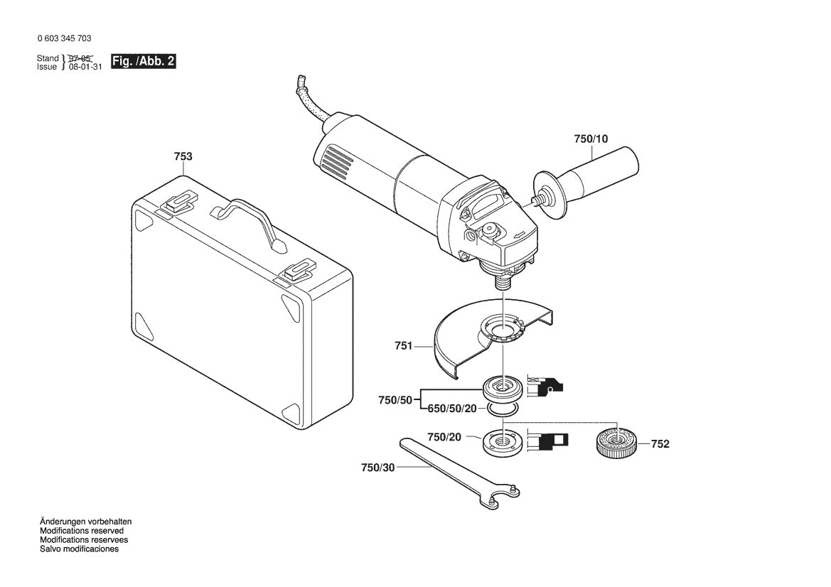 Vue éclatée Bosch PWS 13-125 CE 0 603 345 703 - page 2