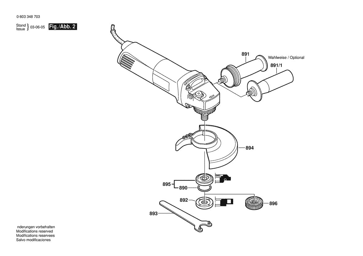 Vue éclatée Bosch PWS 13-125 CE 0 603 348 732 - page 2