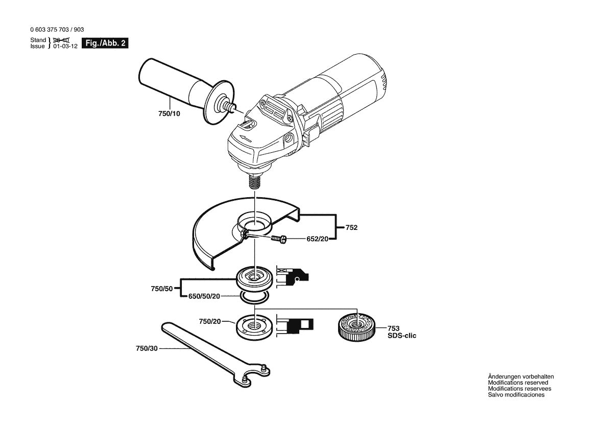 Vue éclatée Bosch PWS 8-125 CE 0 603 375 703 - page 2