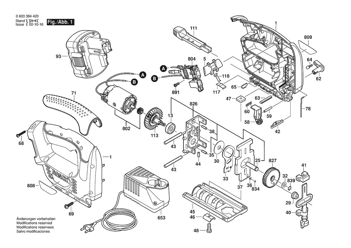 Vue éclatée Bosch PST 14.4 V 0 603 384 421 - page 1