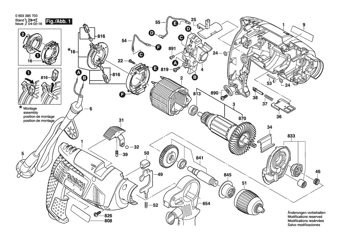 Vue éclatée Bosch PSB 650 RA 0 603 385 732 - page 1
