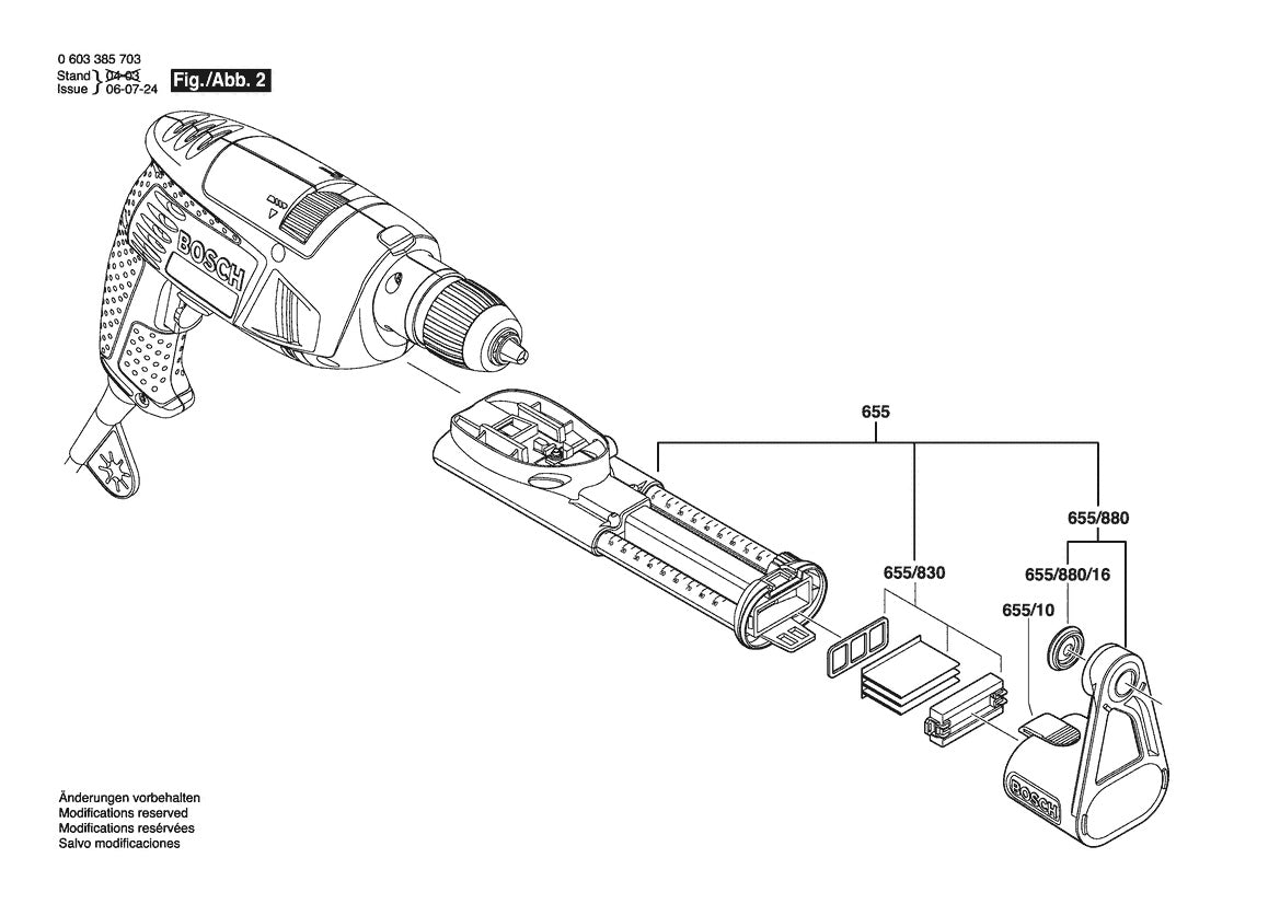Vue éclatée Bosch PSB 650 RA 0 603 385 732 - page 2